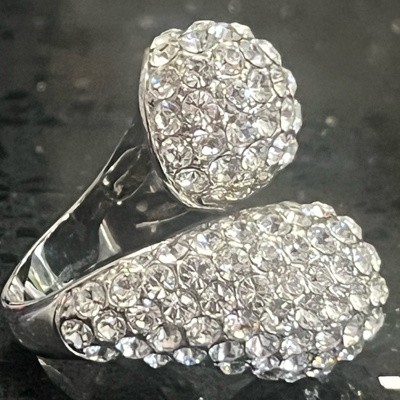 Swarovski Crystal Element Micro Pave Set Bypass Dome Cocktail statement Ring - Picture 4 of 5